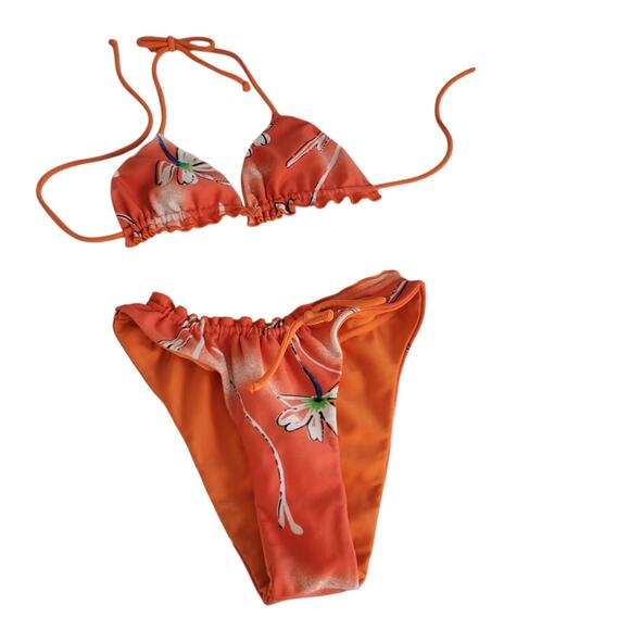 Recco Brazilian tropical print Reversible bikini set Coconut Girl Med - Picture 4 of 4